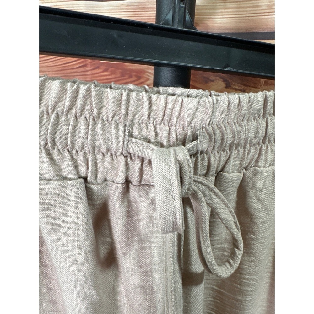 Zenana Women Ash Mocha Wide Leg Drawstring Waist Textured Pants Small - Picture 4 of 9